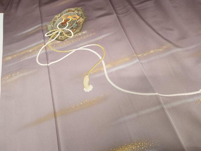 平和屋着物●人間国宝　福田喜三郎　色留袖　中国三大刺繍　相良刺繍　鏡裏鳳凰花蝶文　暈し染め　金糸　金彩　正絹　逸品　AABG7983cs