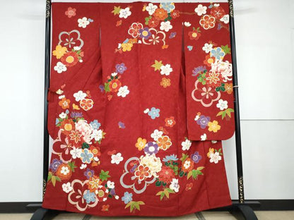 平和屋着物●豪華振袖　舞花文　金彩　正絹　逸品　AABG7988cs