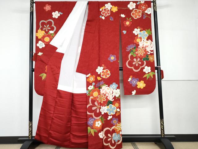 平和屋着物●豪華振袖　舞花文　金彩　正絹　逸品　AABG7988cs