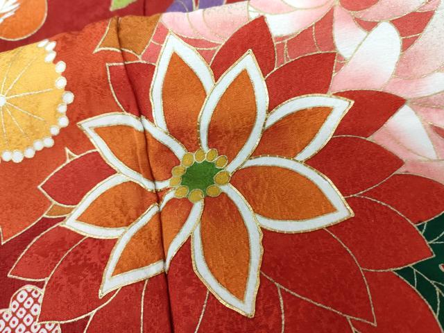 平和屋着物●豪華振袖　舞花文　金彩　正絹　逸品　AABG7988cs
