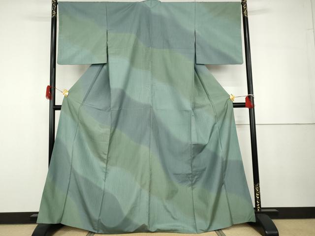平和屋着物●本場大島紬　染大島　訪問着　よろけ斜縞　正絹　逸品　AABG7992cs
