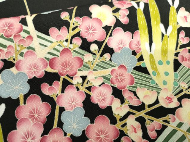 平和屋着物●本加賀友禅作家　東藤岳　黒留袖　笹梅花文　正絹　逸品　AABG7993cs
