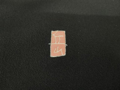 平和屋着物●本加賀友禅作家　東藤岳　黒留袖　笹梅花文　正絹　逸品　AABG7993cs