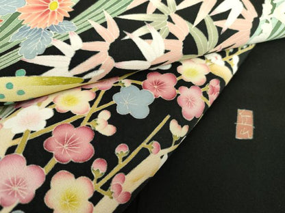 平和屋着物●本加賀友禅作家　東藤岳　黒留袖　笹梅花文　正絹　逸品　AABG7993cs