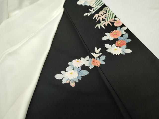 平和屋着物●本加賀友禅作家　東藤岳　黒留袖　笹梅花文　正絹　逸品　AABG7993cs