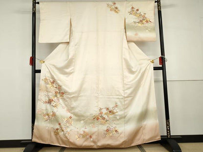 平和屋着物●十日町老舗ブランド　吉澤友禅　吾妻徳穂　訪問着　花筏文　暈し染め　金彩　正絹　逸品　AABG7995cs