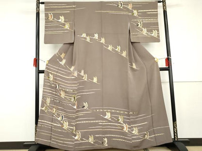 平和屋着物●創業460年・千總　訪問着　群鶴　金彩　正絹　逸品　AABG8002cs