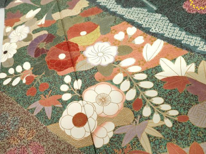 平和屋着物●豪華振袖　鴛鴦花文　ロング丈　正絹　逸品　AABG8005cs