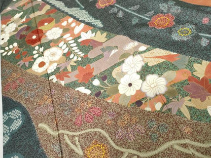 平和屋着物●豪華振袖　鴛鴦花文　ロング丈　正絹　逸品　AABG8005cs