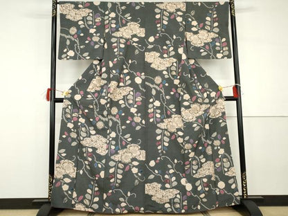 平和屋着物●上質な小紋　紬地　西洞院辻ヶ花　正絹　逸品　AABG8006cs