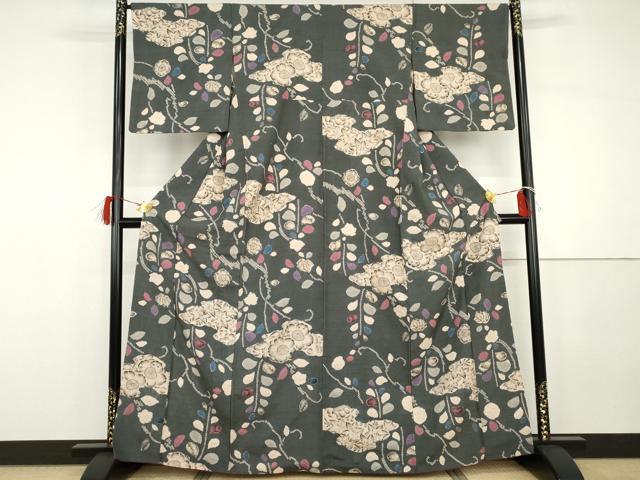 平和屋着物●上質な小紋　紬地　西洞院辻ヶ花　正絹　逸品　AABG8006cs