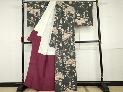 平和屋着物●上質な小紋　紬地　西洞院辻ヶ花　正絹　逸品　AABG8006cs