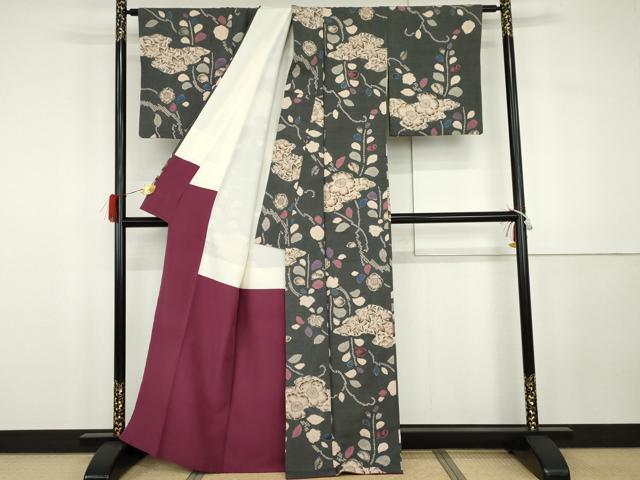 平和屋着物●上質な小紋　紬地　西洞院辻ヶ花　正絹　逸品　AABG8006cs