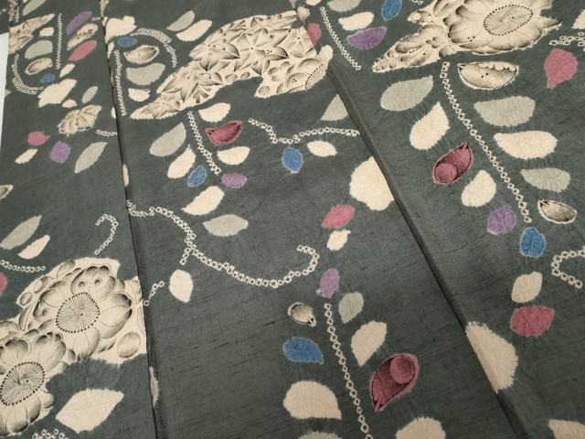 平和屋着物●上質な小紋　紬地　西洞院辻ヶ花　正絹　逸品　AABG8006cs