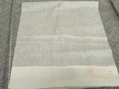 平和屋着物●上質な小紋　鹿の子文様　黒地　反端付き　正絹　逸品　AABG8007cs