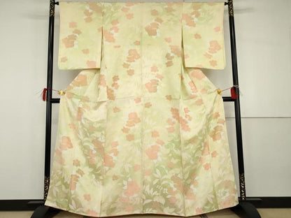 平和屋着物●上質な小紋　地紋起こし　枝花文　暈し染め　正絹　逸品　AABG8008cs