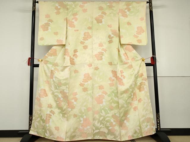平和屋着物●上質な小紋　地紋起こし　枝花文　暈し染め　正絹　逸品　AABG8008cs
