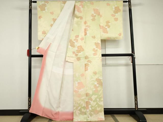 平和屋着物●上質な小紋　地紋起こし　枝花文　暈し染め　正絹　逸品　AABG8008cs
