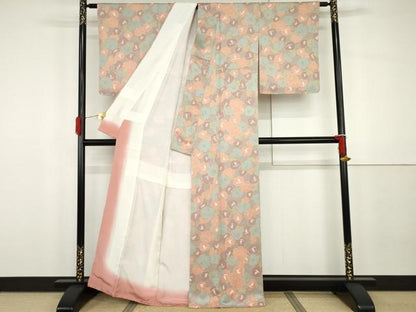 平和屋着物●上質な小紋　草花文　ハイビスカス　正絹　逸品　AABG8010cs
