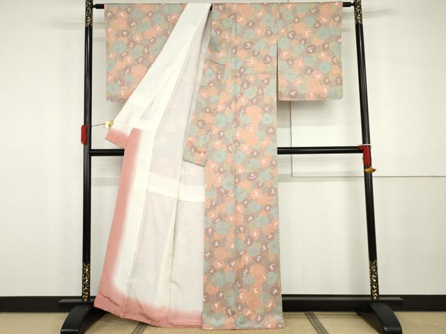 平和屋着物●上質な小紋　草花文　ハイビスカス　正絹　逸品　AABG8010cs