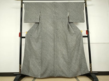 平和屋着物●大変加工の良い総絞り小紋　黒地　正絹　逸品　AABG8012cs