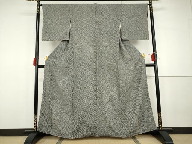 平和屋着物●大変加工の良い総絞り小紋　黒地　正絹　逸品　AABG8012cs
