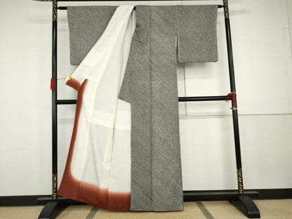 平和屋着物●大変加工の良い総絞り小紋　黒地　正絹　逸品　AABG8012cs
