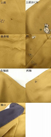 平和屋着物●上質な小紋　手描き　招き猫　正絹　逸品　AABG8013cs