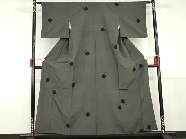 平和屋着物●お召　雪輪重ね文　黒地　さが美扱い　正絹　逸品　AABG8014cs