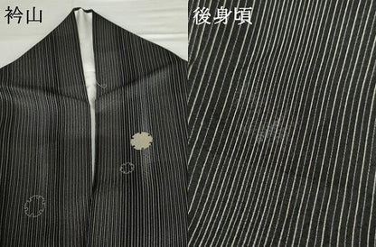平和屋着物●上質な小紋　雪輪文　黒地　正絹　逸品　AABG8017cs
