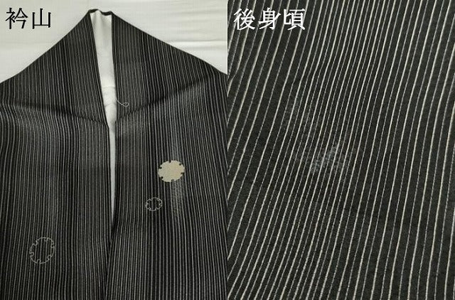 平和屋着物●上質な小紋　雪輪文　黒地　正絹　逸品　AABG8017cs