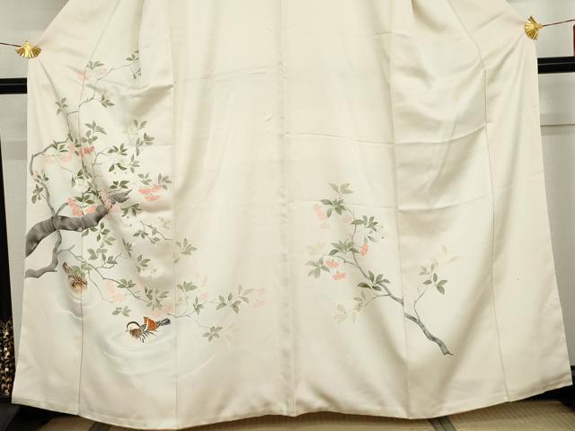 平和屋着物●訪問着　友禅　手描き　鴛鴦枝花文　正絹　逸品　AABG8020cs