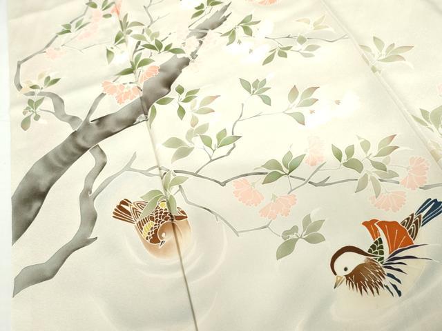 平和屋着物●訪問着　友禅　手描き　鴛鴦枝花文　正絹　逸品　AABG8020cs