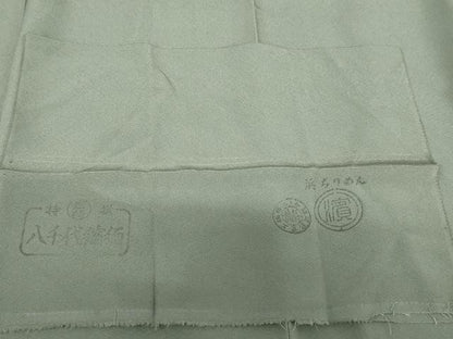 平和屋着物●上質な色無地　青白橡色　浜ちりめん　反端付き　正絹　逸品　未使用　AABG8021cs
