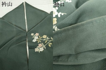 平和屋着物●訪問着　友禅　風景梅松花文　金彩　反端付き　正絹　逸品　AABG8022cs