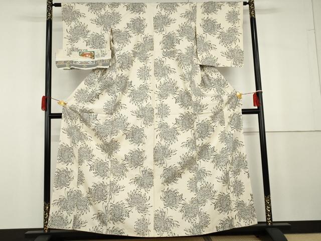 平和屋着物●本場大島紬　白大島　一元7マルキ　総絣　乱菊　松坂屋扱い　証紙付き　正絹　逸品　AABG8023cs