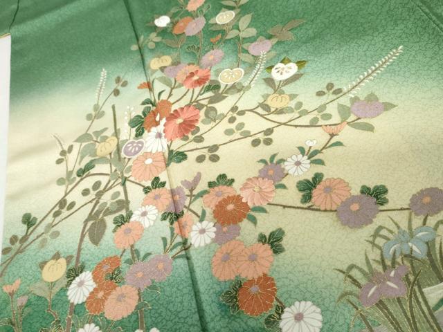 平和屋着物●訪問着　刺繍　流水花舟文　暈し染め　金糸　金彩　正絹　逸品　AABG8027cs