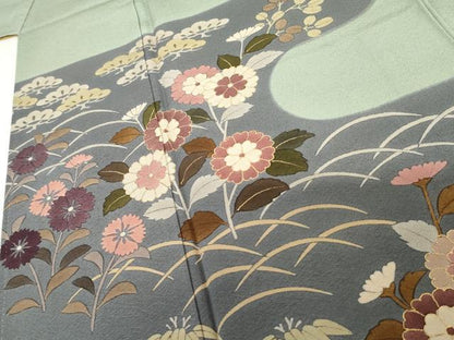 平和屋着物●訪問着　笹松芝花文　金彩　正絹　逸品　AABG8029cs