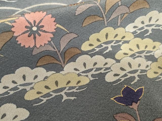 平和屋着物●訪問着　笹松芝花文　金彩　正絹　逸品　AABG8029cs