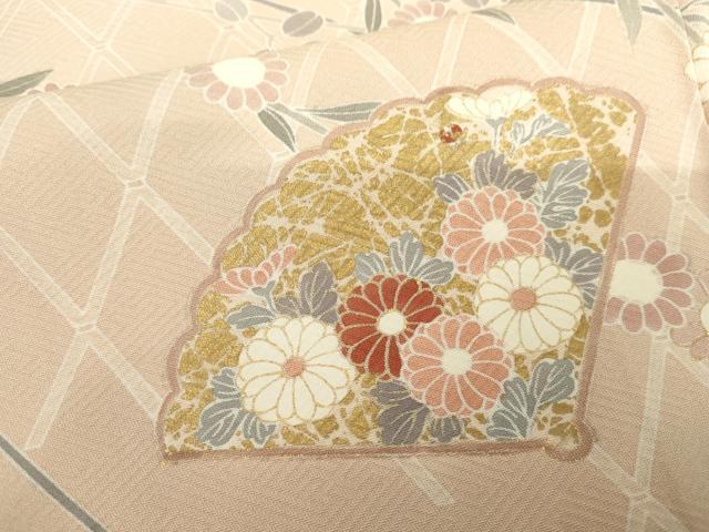 平和屋着物●訪問着　友禅　扇面枝花文　暈し染め　金彩　正絹　逸品　AABG8030cs