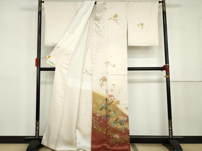 平和屋着物●訪問着　作家物　手描き　蔦の葉枝花文　暈し染め　金彩　正絹　逸品　AABG8032cs