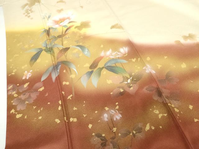 平和屋着物●訪問着　作家物　手描き　蔦の葉枝花文　暈し染め　金彩　正絹　逸品　AABG8032cs