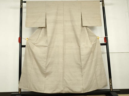 平和屋着物●本場結城紬　重要無形文化財　色無地　亜麻色　正絹　逸品　AABG8033cs