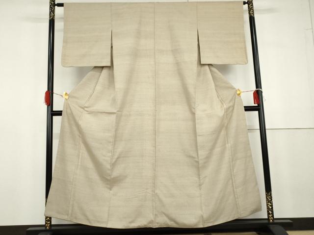平和屋着物●本場結城紬　重要無形文化財　色無地　亜麻色　正絹　逸品　AABG8033cs