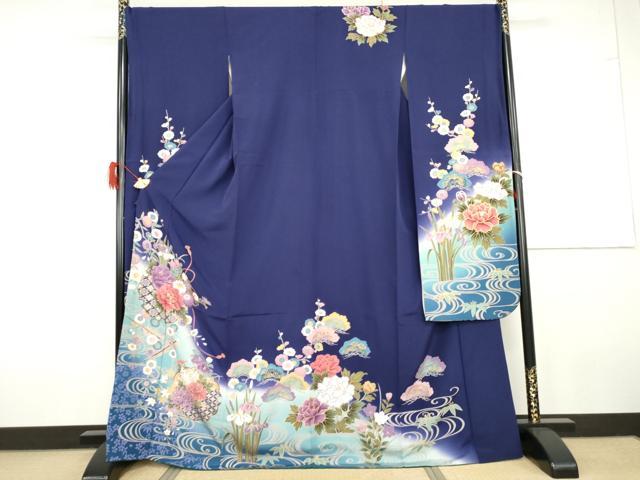 平和屋着物●豪華振袖　流水雪輪松竹梅文　暈し染め　金彩　正絹　逸品　AABG8034cs