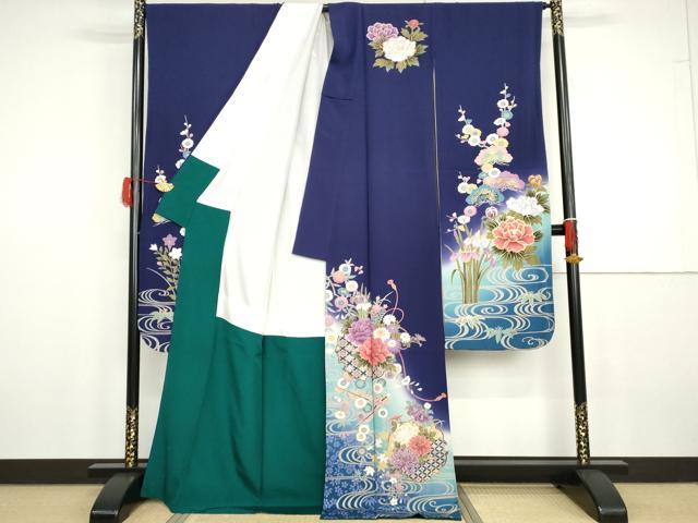平和屋着物●豪華振袖　流水雪輪松竹梅文　暈し染め　金彩　正絹　逸品　AABG8034cs