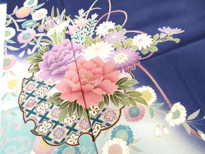 平和屋着物●豪華振袖　流水雪輪松竹梅文　暈し染め　金彩　正絹　逸品　AABG8034cs