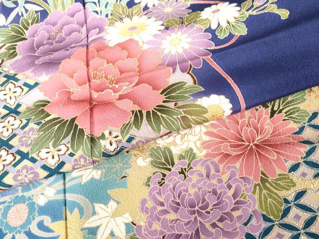 平和屋着物●豪華振袖　流水雪輪松竹梅文　暈し染め　金彩　正絹　逸品　AABG8034cs