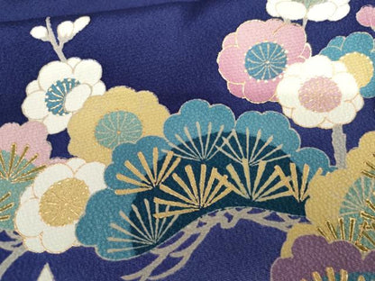 平和屋着物●豪華振袖　流水雪輪松竹梅文　暈し染め　金彩　正絹　逸品　AABG8034cs