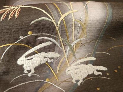 平和屋着物●訪問着　刺繍　月兎　暈し染め　金彩　金銀糸　正絹　逸品　未使用　AABG8035cs